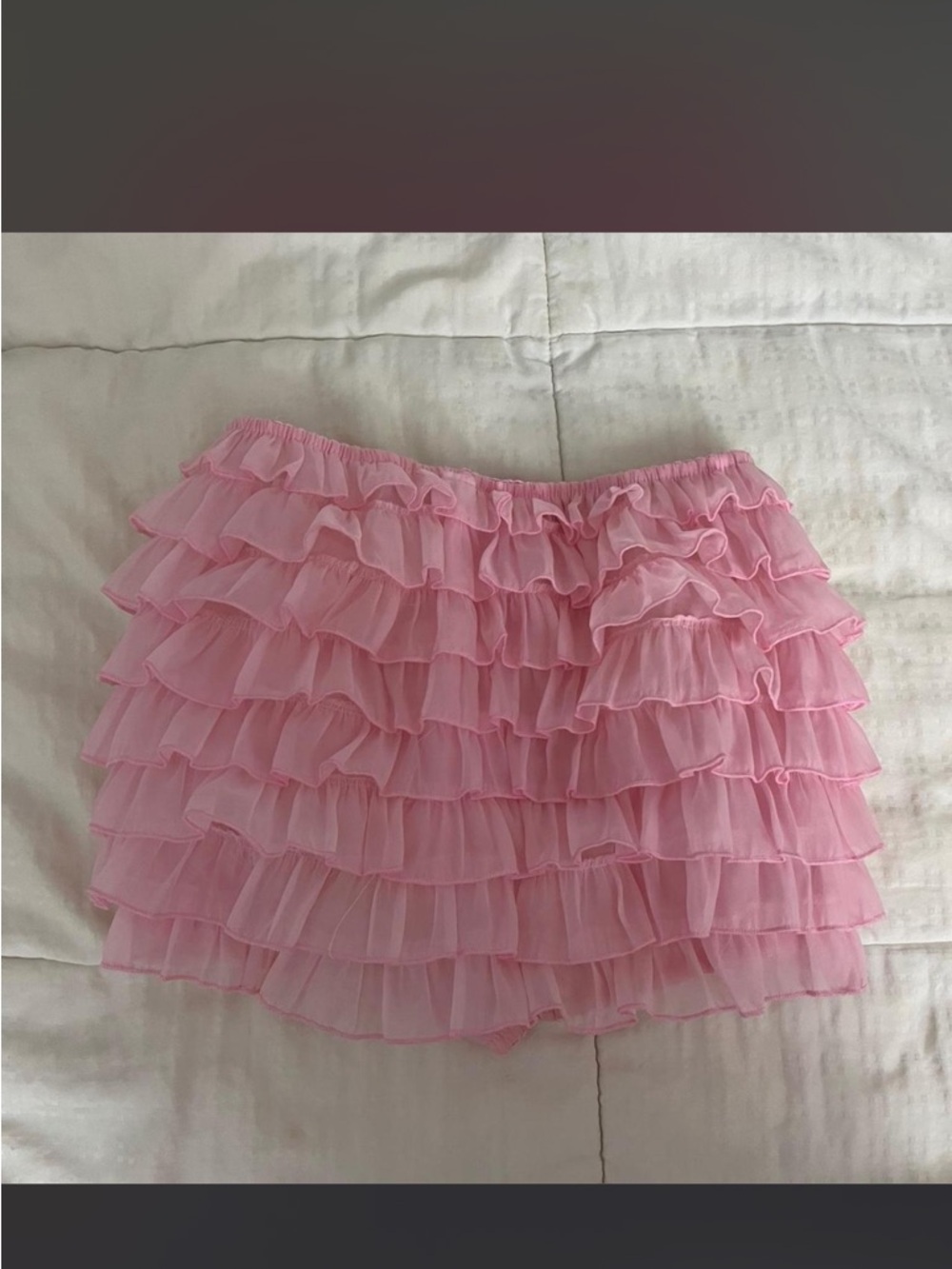 Pink Ruffle Layered Women's Shorts - Picture 5 of 5